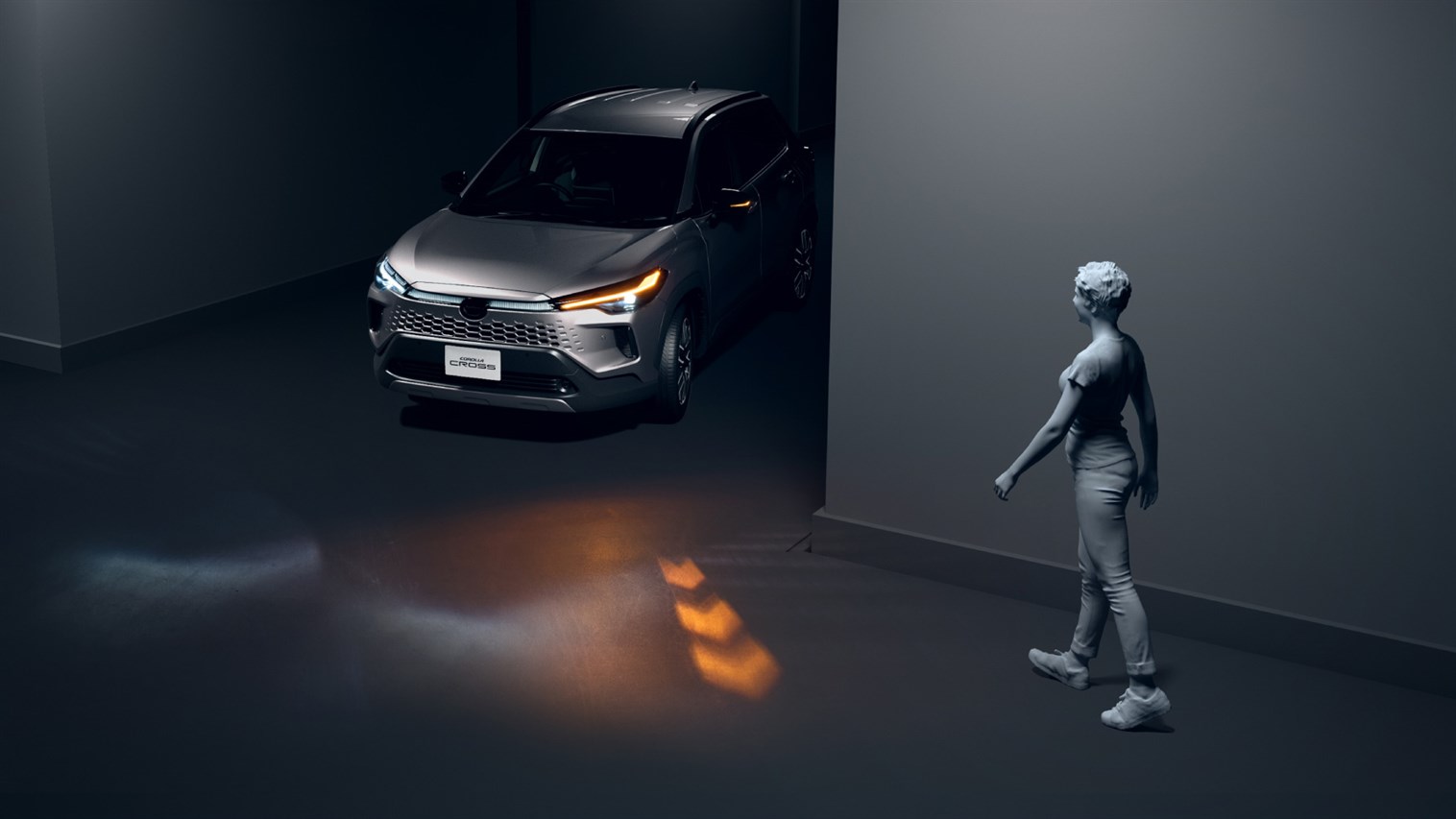 ウインカー操作に連動し、地面に矢印マークを投影する「シグナルロードプロジェクション」