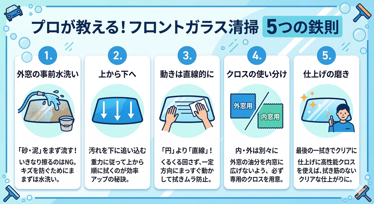 メーカー担当者が直伝！フロントガラス掃除を「完璧」に仕上げるコツ