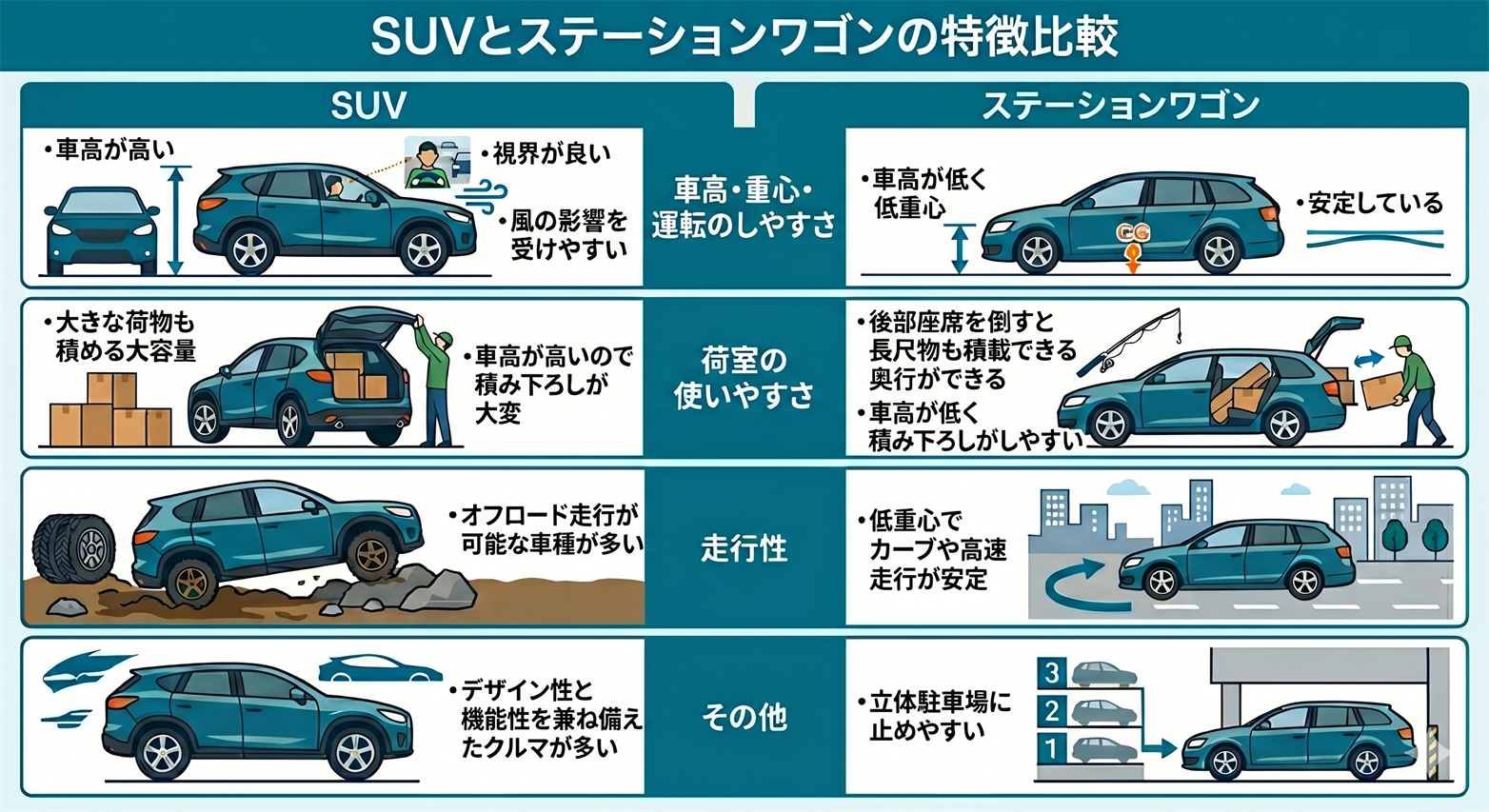 SUVとステーションワゴンの比較画像