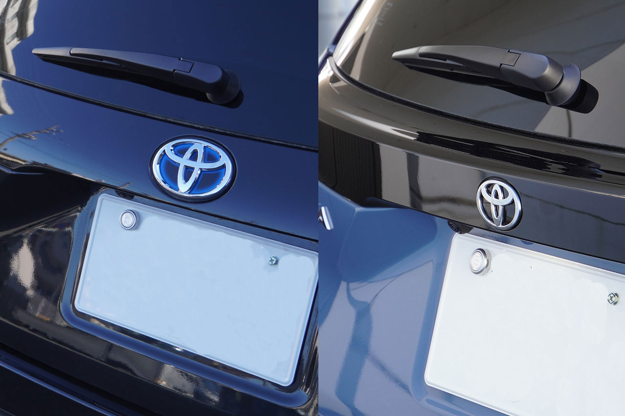 改良前と改良後のアクアのバックガーニッシュ有無の比較