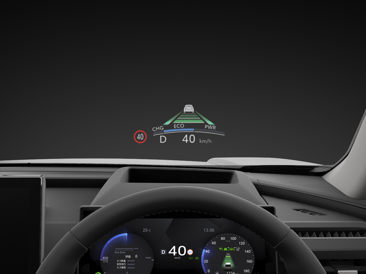 カラーヘッドアップディスプレイ<スロープ(斜め)表示>【トヨタ初採用】