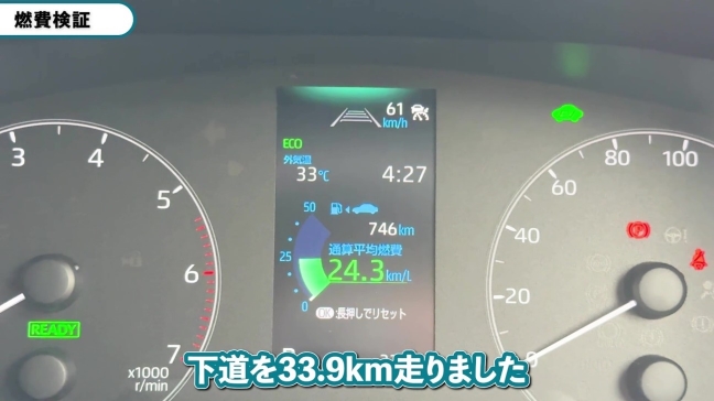 カローラ クロス 1.8Lハイブリッド（2WD）の実燃費の計測結果は24.3km/L