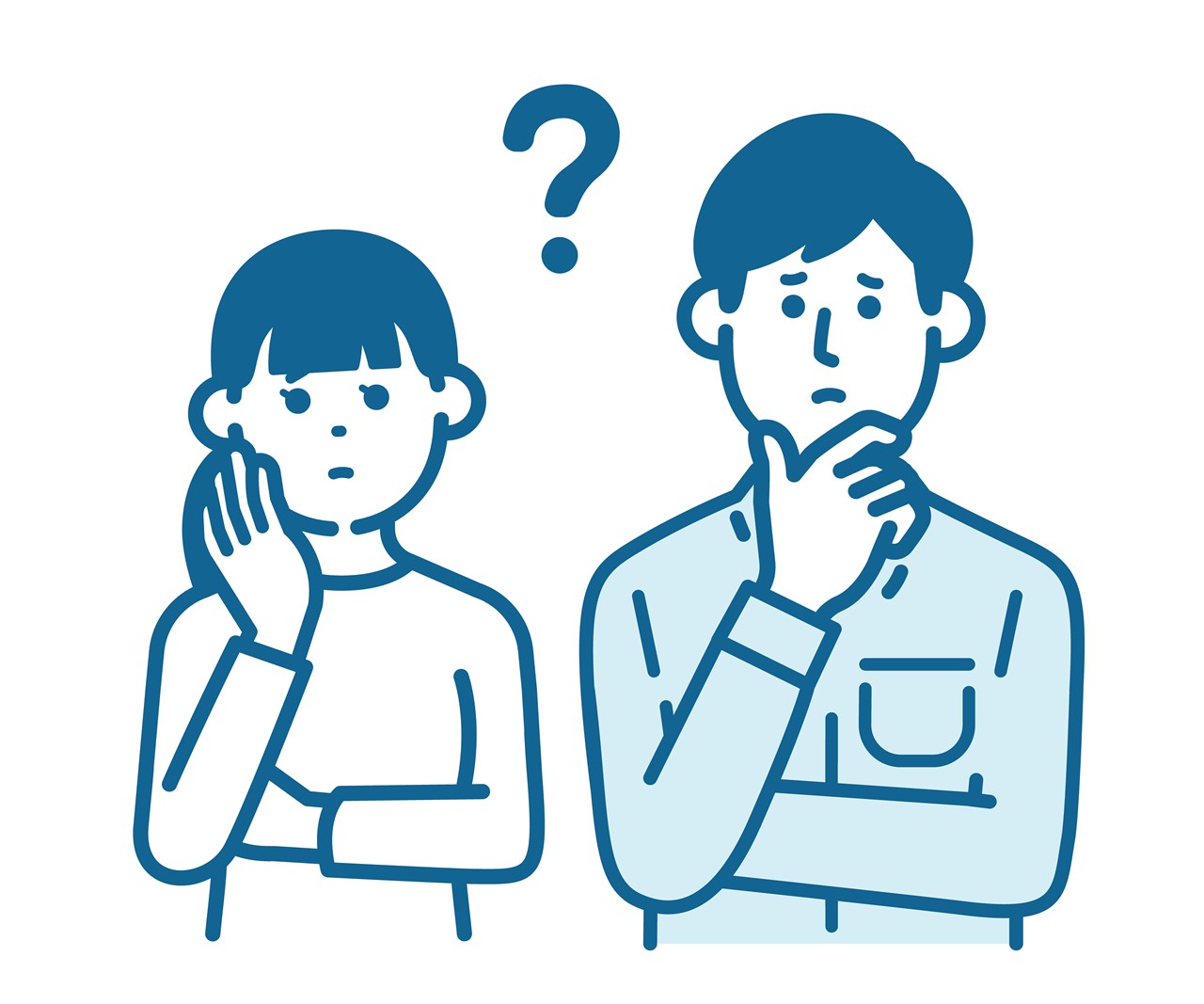 悩んでいる男女のイラスト