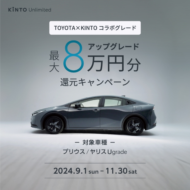 TOYOTA×KINTOコラボ　アップグレード最大8万円分還元キャンペーン