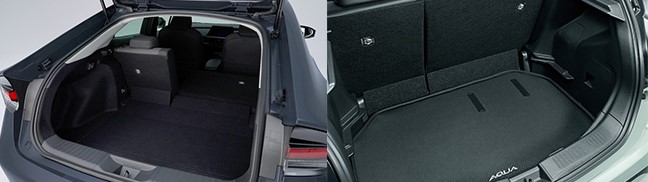 新型プリウスの荷室と2代目アクアの荷室
