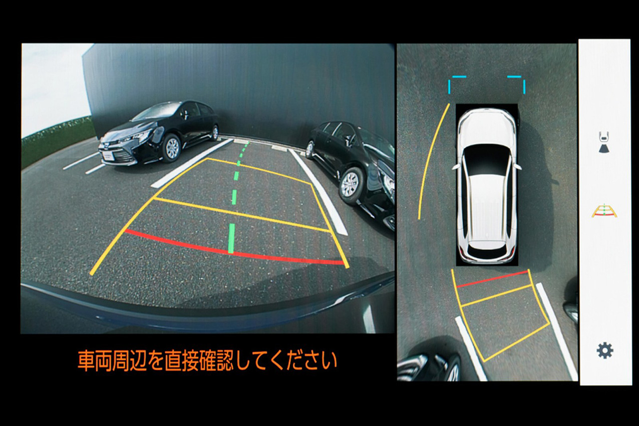 車体の各所に設置されたカメラ映像を合成することで俯瞰したように映し出す