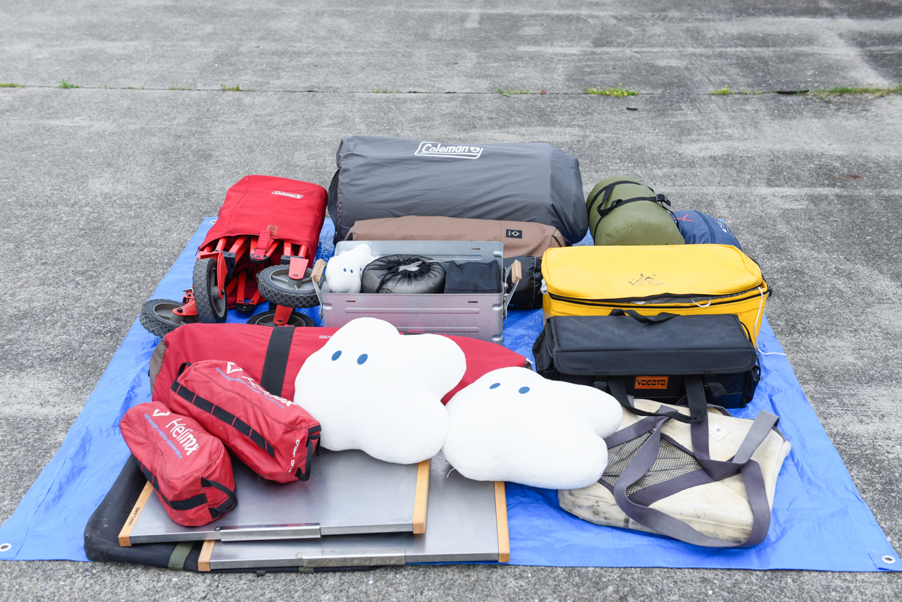 積み込み実験用キャンプ荷物