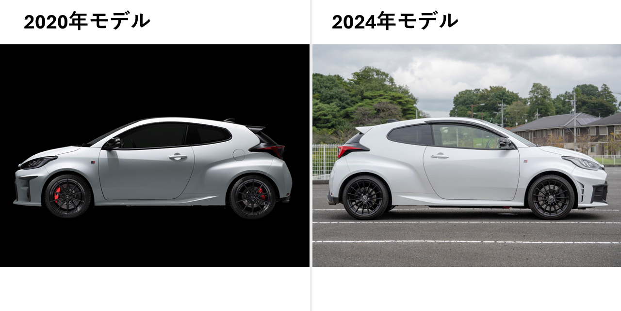 サイドビューは、標準装着のリヤスポイラーがボディ同色となり、フロントのバンパーサイドにはエアアウトレットが設けられました