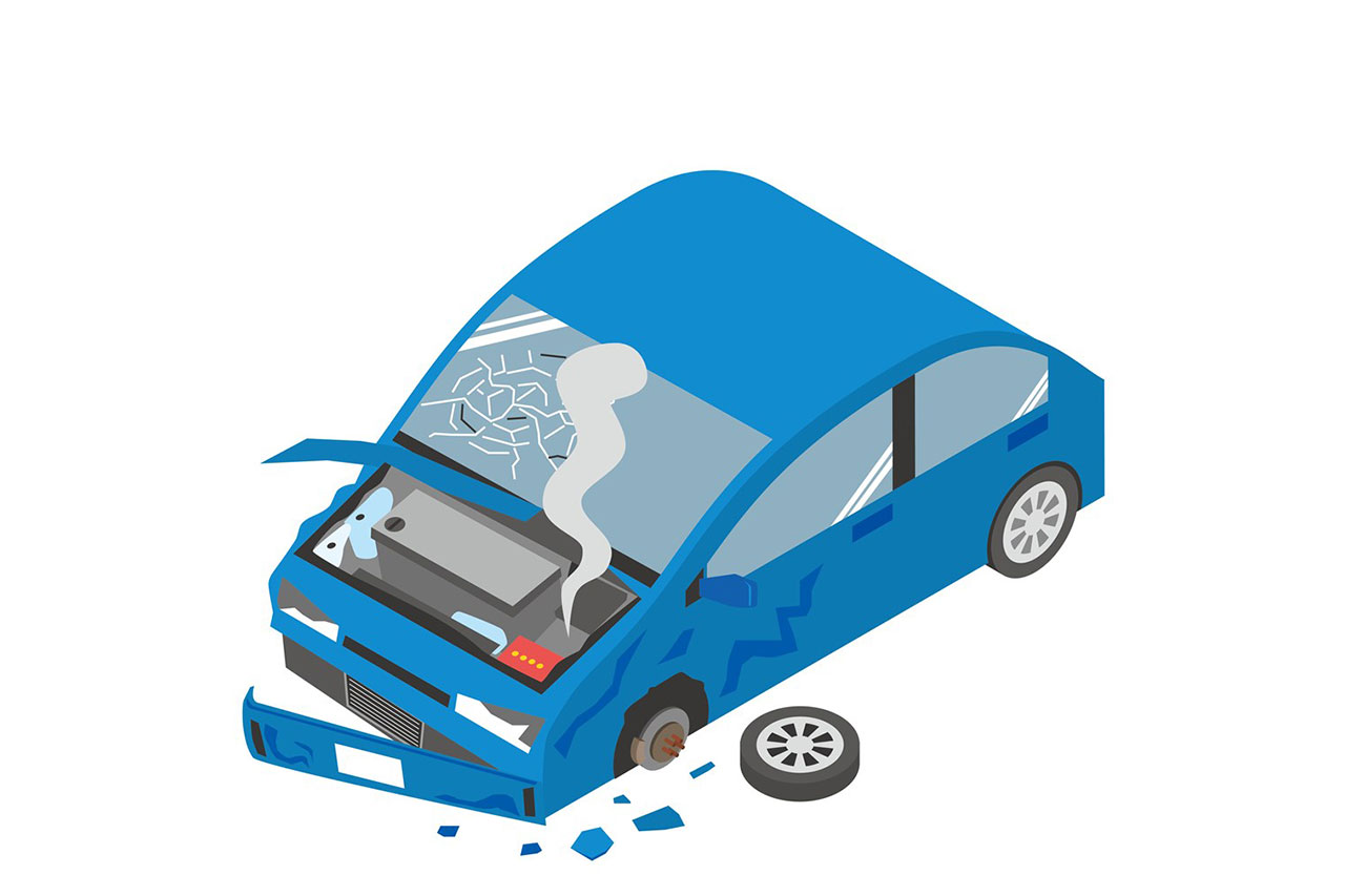 事故を起こした車のイラスト