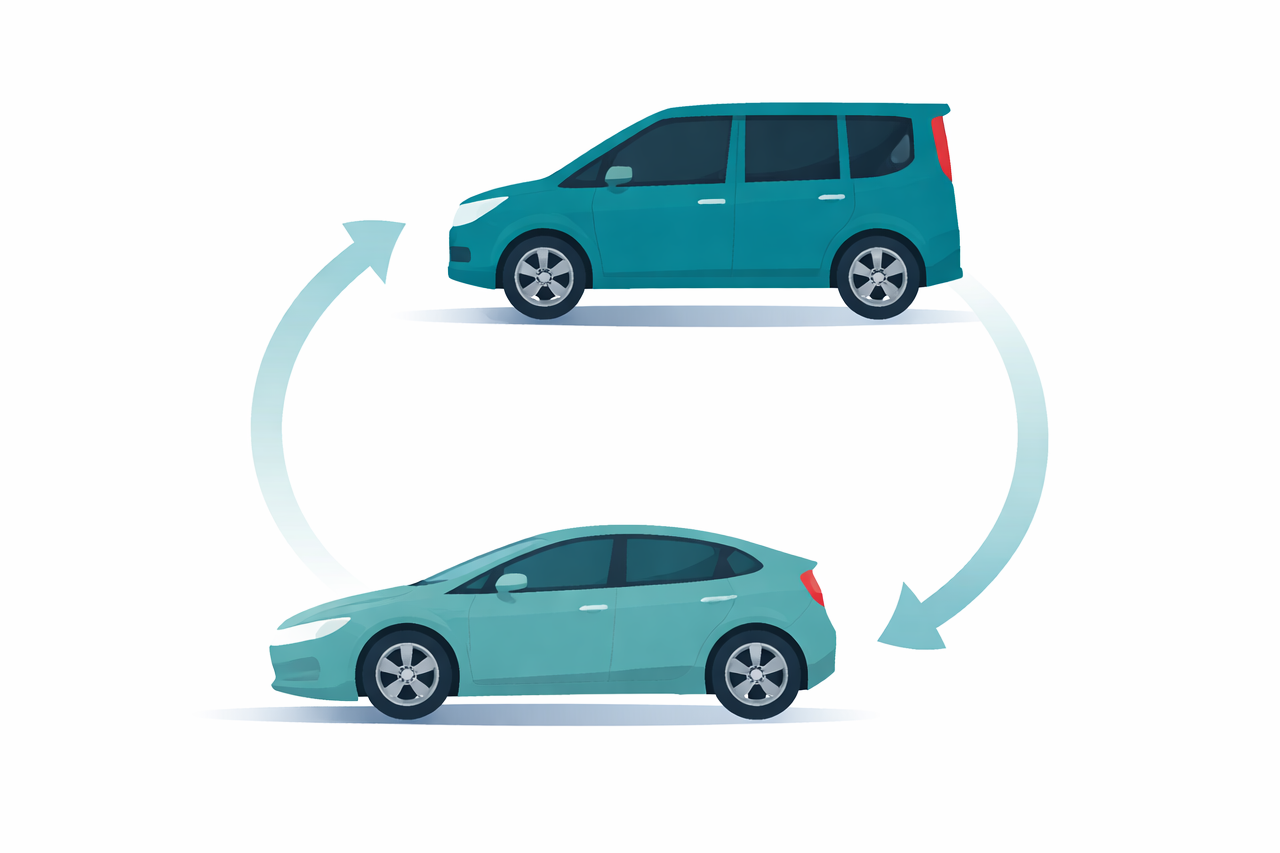 KINTOの中古車の乗り換えをイメージした画像