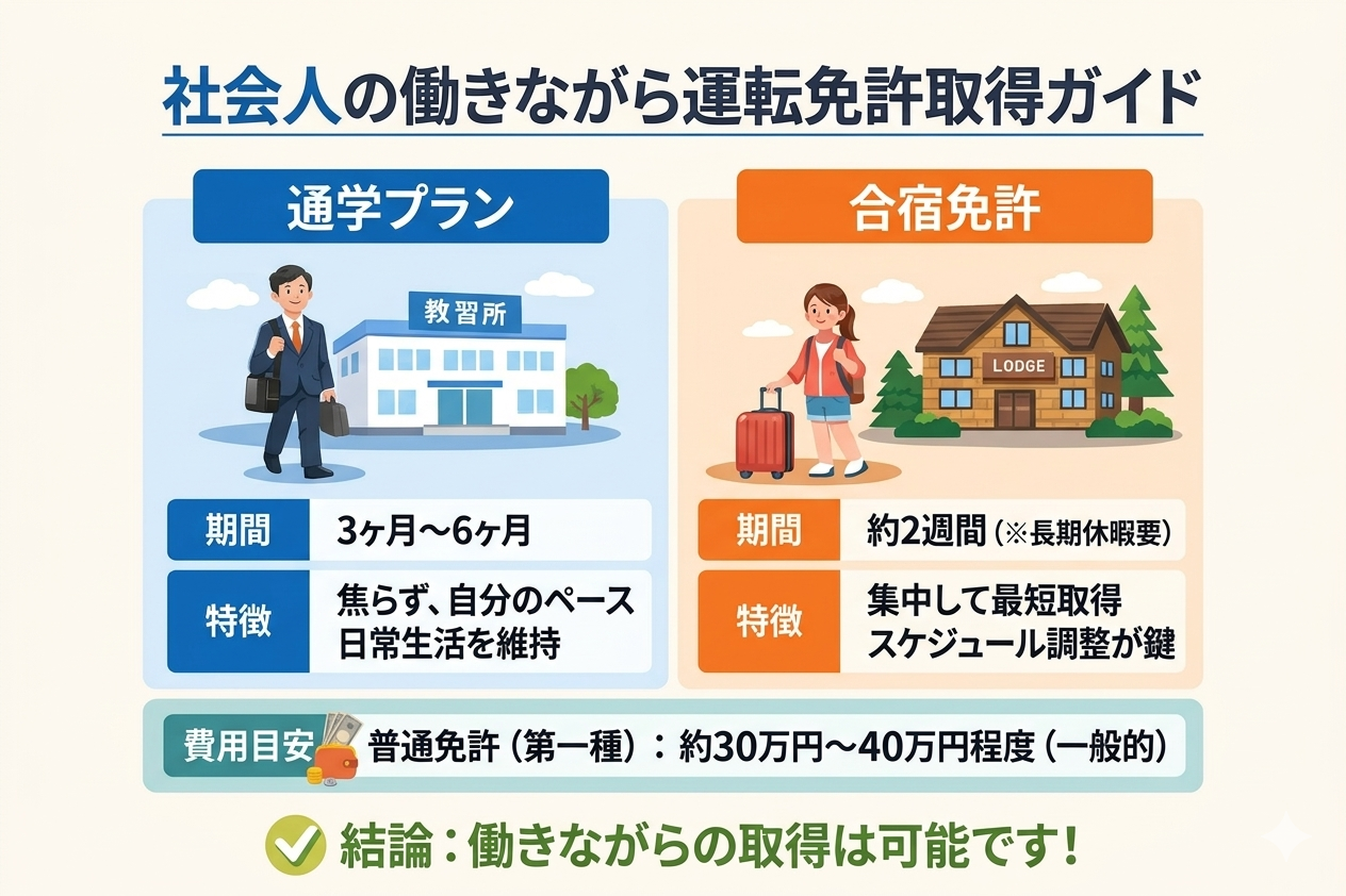 社会人の働きながら運転免許取得ガイド
