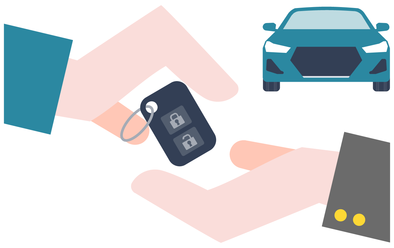 中古車を納車している様子