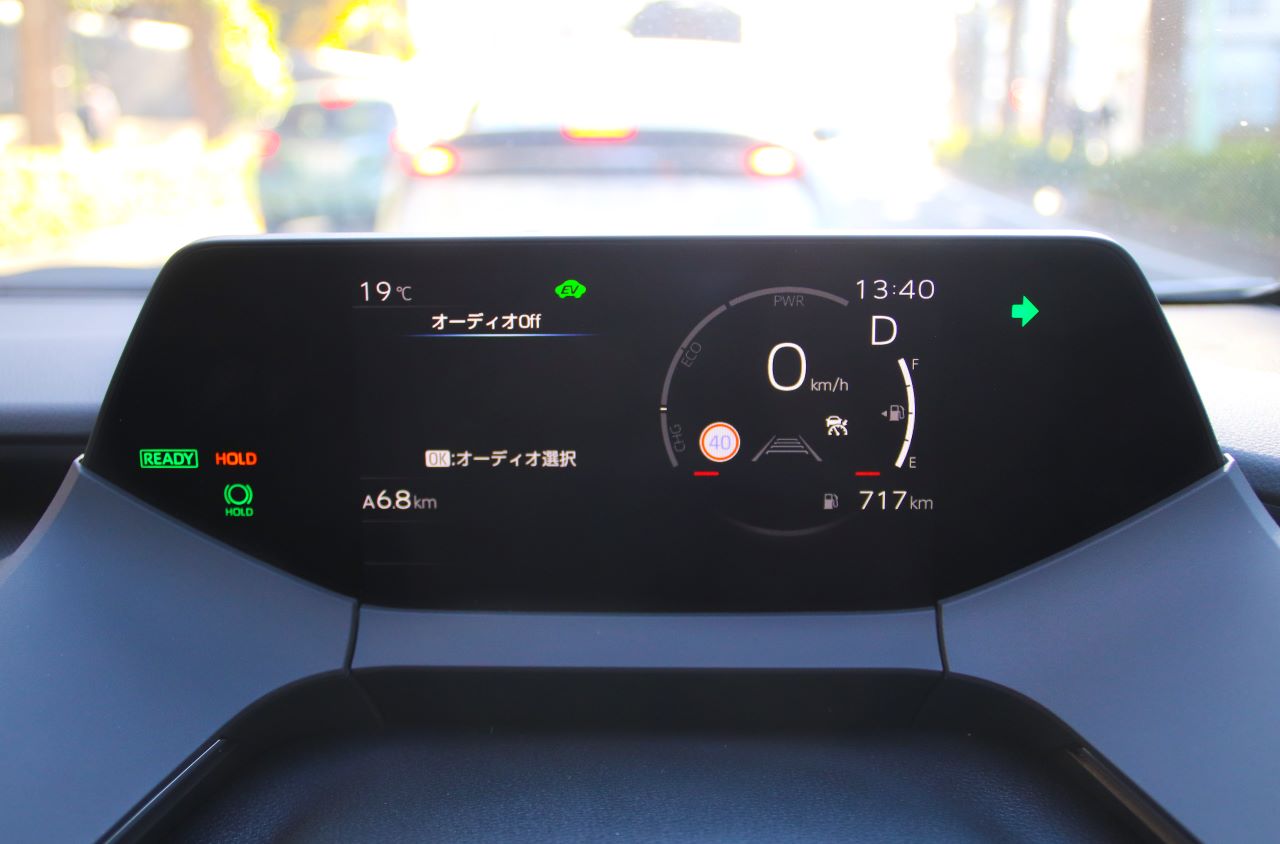 速度標識が表示されているプリウスのメーターパネル