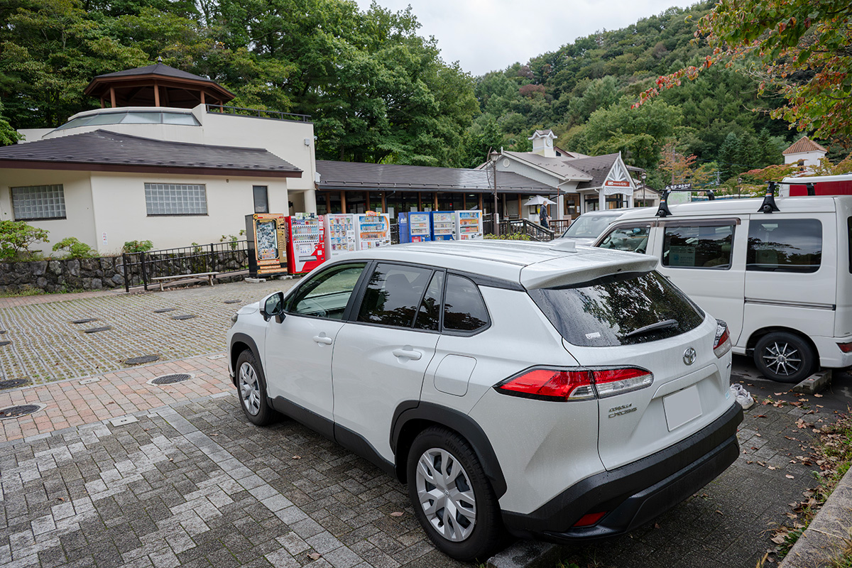 道の駅かつやま 規模が小さそうに見えますが隣に第2駐車場がありキャパシティはあります。屋台も充実